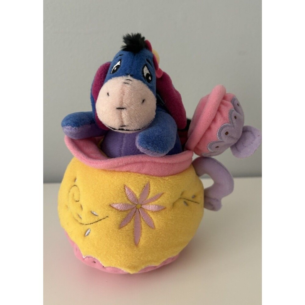 Vintage Disney Store Eeyore Plush Creamer with Surprise Eeyore Tea Cup New!